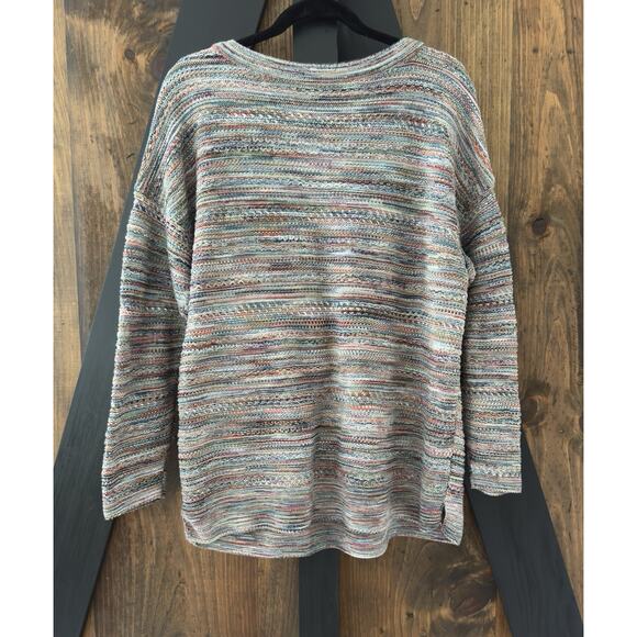 J Jill 100% Cotton Colorful Heathered Stripe Boho Sweater Size XL - Picture 2 of 7